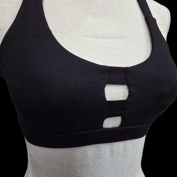 Forever 21 ✦ Black Cutout Sports Bra ✦  Open Racerback Stretch Activewear XS - Picture 5 of 11